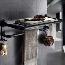 Towel rack you store your bath towels within easy reach. Foldable Vintage Towel Rack Black Brief Aluminum Towel Folding Towel Holder Double Bath Shelves Towel Rail Bathroom Fixed Accessories Alexnld Com
