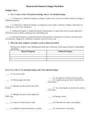 You are on page 1of 1. Chemical And Physical Change Worksheet Answers Doc Chemical And Physical Change Worksheet Name Classify The Following Changes As Chemical Or Physical Course Hero