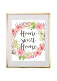 Home this us wall decor 2 asst. Home Sweet Home Floral Wreath Printable Wall Art Free Printable Wall Art Wall Decor Printables Free Wall Art