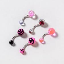 Pink Belly Ring Set Claire S Belly Button Piercing Jewelry Belly Piercing Jewelry Belly Jewelry