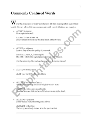 Live worksheets > english > english language > grammar > commonly confused words 1. Commonly Confused Words Esl Worksheet By Emoshb