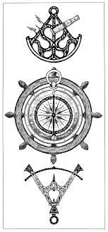 Seven Seas Ink Illustration Drawing Dots Point Pen Sea Ocean Navigation Sextant Compass Windrose Ru Wheel Tattoo Compass Drawing Compass Tattoo