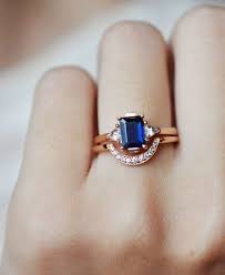 15 Unique Fitted Engagement Ring And Wedding Band Combos That Just Belong Together Blue Sapphire Rings Engagement Rings Sapphire Wedding Rings Unique
