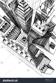 Top View Of A City Skyscrapers Drawing Aerial View Sketch City Drawing Perspective Drawing Architecture Perspective Art