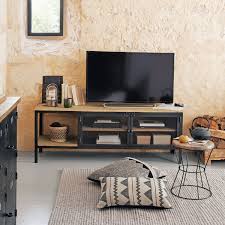 Meuble Tv Indus En Metal Noir Et Manguier Massif Maisons Du Monde En 2020 Meuble Tv Indus Deco Meuble Tv Meuble Tv