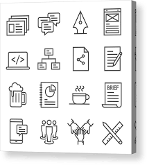 Teamwork Outline Vector Icon Set Included The Icons As Presentation Comment Mockups Flow Chart Coffee Break Beer And More Acrylic Print