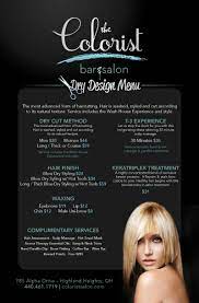 Cleveland Hair Salon Menu The Colorist Bar And Salon Salon Menu Hair Salon Hair Salon Menu