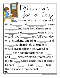 Principal For A Day Mad Lib Worksheet Woo Jr Kids Activities Kids Mad Libs Principal Appreciation Principals Day