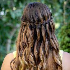 Waterfall braid with ribbon look: 26 Sweet Waterfall French Braid Hairstyles Slodive