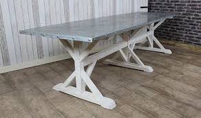 Our collection of white dining tables and black dining tables make for an artful arrangement. Zinc Top Dining Table A Very Large Metal Topped Table With Pine Base