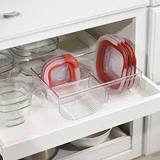 Mdesign stackable plastic tea bag holder storage bin box for kitchen cabinets countertops pantry organizer holds beverage bags cups pods packets condiment. Mdesign Food Storage Container Lid Holder 3 Compartment Plastic Organizer Bin For Organization In Kitchen Cabinets Cupboards Pantry Shelves Clear Pricepulse