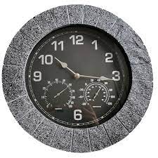 Outdoor wall clocks are meant to be hardier and more practical than their indoor counterparts, as they must be able to withstand wind, rain, snow and lots of sun exposure. 14 Inch Outdoor Clocks With Thermometer And Hygrometer Combo Metal Wall Clock Large Display Buy Wall Clock With Thermometer Wall Clock With Temperature Humidity Clock Thermometer Hygrometer Product On Alibaba Com