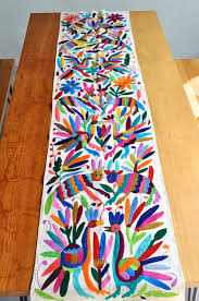 Ready To Ship Otomi Table Runner Multi Colour Bordado Cinco De Mayo Fiesta