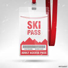 vektor ski pass vector illustration blank ski pass template with barcode in plastic holder with red lanyard vertical la produkty poleznye sovety illyustracii