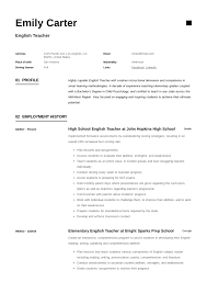 4.physical education teacher resume sample. English Teacher Resume Writing Guide 12 Free Templates 2020