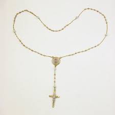 Na Brilliance Fine Jewelry Sterling Silver 18k Gold Plated Rosary Tri Color Cyrstal Necklace Walmart Com In 2021 Gold Rosary Necklace Gold Gold Rosary