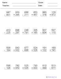 Click on the images to view, download, or print them. 2 3 Or 4 Digits Mixed Operator Worksheets Subtraction Worksheets Addition And Subtraction Worksheets Math Subtraction