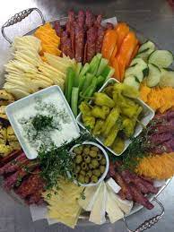 The heavy horderves was provided by the venue and was delicious. Metal Tray With A Selection Of Hor Dorves Different Kinds Of Cheese And Salami Jalapenos And Pitted Horderves Appetizers Appetizer Recipes Horderves Recipes