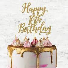 This 4″ and 6″ two tier cake serves approx 17 portions. Happy 16th Birthday Cake Topper Glitter Card Cake Topper Etsy
