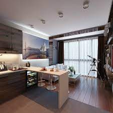 3 Distinctly Themed Apartments Under 800 Square Feet With Floor Plans Small Apartment Interior Apartment Interior Small Apartment Kitchen Decor