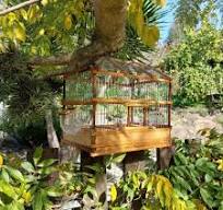 Rustic Bird Cage - Natural Recycled Wood - PadaWorks