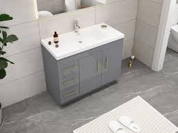 4 ways to clean bathroom tile wikihow how to clean bathroom tile cleaning bathroom tile is a crucial part of home maintenance for…. Elsa 42 High Gloss Grey Free Standing Modern Bathroom Vanity With Lef Ny Bath Vanity Inc