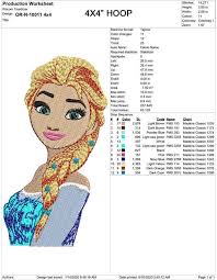 Frozen Beautiful Princess Elsa Embroidery Design, Frozen Embroidery Design,  Elsa Machine Embroidery Design 4 Sizes Machine Embroidery Design