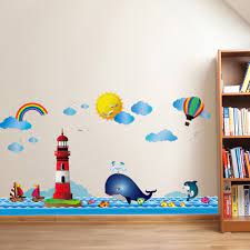 Soft floor tiles are one of the most versatile flooring options out there. New Ocean Lighthouse Cartoon Style Wall Sticker For Kids Children Room Bathroom Tiles Wall Decal Mural Waterproof Home Decor Buy Cheap In An Online Store With Delivery Price Comparison Specifications Photos