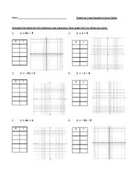 Graphing Linear Equations Functions Using Tables Or Xy Charts Worksheet