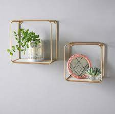 Gold Wall Shelves To Place Plants Stationary Ornaments Etsy In 2021 Floating Wall Shelves Gold Shelves Wall Shelves