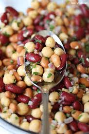 Traditional three bean salad is made with all canned beans — kidney beans and white beans (garbanzo and cannellini beans are the most popular) . Three Bean Salad Recipe Belly Full