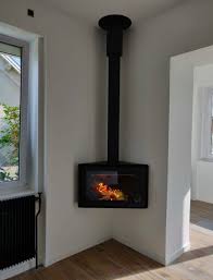 Prix de pose de poêles à buches. Pose De Poele A Bois Suspendu Rocal A St Foy Les Lyon Couleur Feu