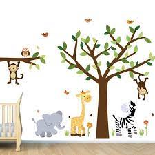 amazon com safari pride jungle tree wall decals jungle stickers baby kindergarten wandtattoos wandaufkleber kinderzimmer baby wandtattoo