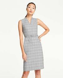 Petite Glen Plaid Belted Sleeveless Dress Ann Taylor Fashionable Business Attire Business Casual Dresses Casual Attire For Women