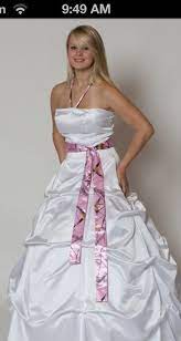 White Wedding Dress With Camo Belt Pink Camo Wedding Dress Camo Wedding Dresses Camouflage Wedding Dresses