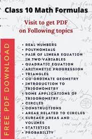 Class 10 Maths Formula Pdf Download For Free This Pdf Include Formulas For All Class 10 Math Chapters Math Formulas Maths Algebra Formulas Math Formula Chart