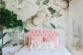 For girls bedroom ideas, one of the most popular bedroom themes is the use of preppy prints. Floral Wallpaper Accent Wall Little Crown Interiors