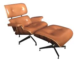 Add an ottoman and you are in the business of relaxation. Eames Style Lounge Chair And Ottoman In Cognac Leather Chairish