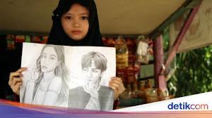 Sketsa gambar wajah wanita hitam putih keren. Kisah Febby Gadis Cantik Jago Gambar Yang Putus Sekolah