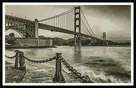 Cross stitch frames & stands; Golden Gate Sepia Cross Stitch Pattern