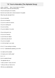 All lyrics provided for personal use only and educational purposes. A You Re Adorable The Alphabet Song Lyrics Rosemary Clooney
