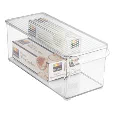 Constructed of sturdy and durable plastic, it holds packets, pouches and cans. Interdesign Refrigerator And Freezer Storage Organizer Bin For Kitchen With Lid 6 X 6 X 14 5 Clear Amazon Com Au Home