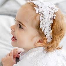 Baby Headband, Newborn Headband, Baby Girl Lace Tiara for Baptism,  Christening Headband off White Baby Headband, Handmade New Baby Gift Idea