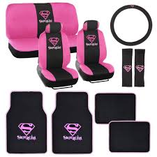 Amazon Com Officially Licensed Supergirl Full Set Seat Cover Floor Mat W Car Accessory Automotive Car Seat Girl Cool Car Accessories Girly Car Seat Covers
