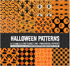 Halloween decorations include spiders and webs, ghosts, pumpkins, banners. 12 Free Halloween Patterns In Orange And Black Photoshop Free Brushes