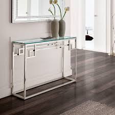 Consola Moderna Lambro De Acero Y Cristal Templado Demarques Muebles De Entrada Mesas De Vidrio Muebles De Acero Inoxidable