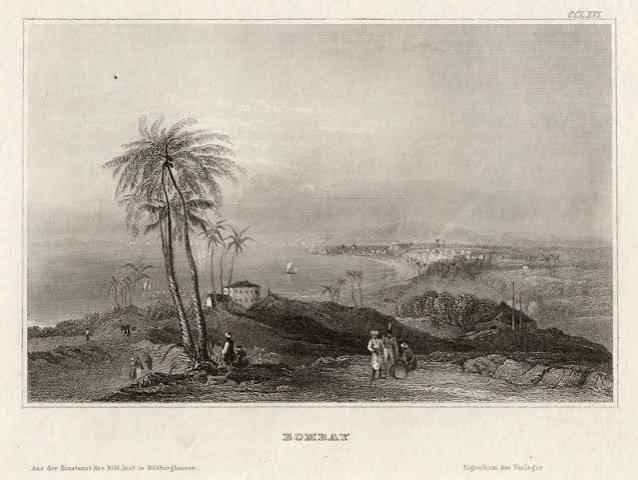 India Mumbai Original Steel Engraving Bibl. Inst. 1859