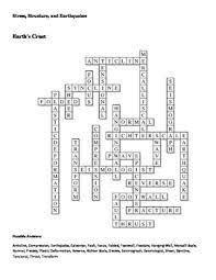 Look in the chapter that relates to the crossword puzzle or use the vocabulary and other references found at the back of the textbook. Earth Science Earth S Crust Stress Structure Earthquakes Crossword Puzzle