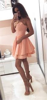 Spaghetti Strap Short Party Dresses Mini Cocktail Dress Sd1067 Orange Homecoming Dresses Peach Homecoming Dresses Mini Homecoming Dresses