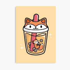 bubble tea with cute kawaii fox inside by bobateame redbubble cute emoji wallpaper cute cartoon wallpapers cute disney pictures